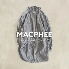 【極美品✨】マカフィー フリルカラーシャツ ストライプ ゆったり