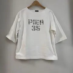 プリント 刺繍 7分袖 TEE◇