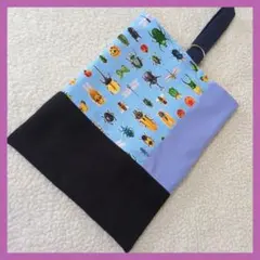 昆虫ブルー　上靴入れ　上履き入れ　シューズケース　ハンドメイド