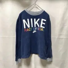 【NIKE】140cm 長袖トレーナー　ネイビー　ロゴプリント