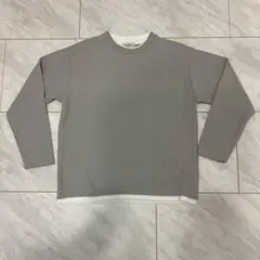 PLUS ONE フェイクレイヤード 長袖カットソー グレー