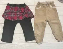 ムージョンジョン80ベロアスカッツ・コーデュロイ長ズボン90 女の子ベージュ