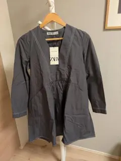 ZARA チュニック 長袖 グレー XSサイズ 新品