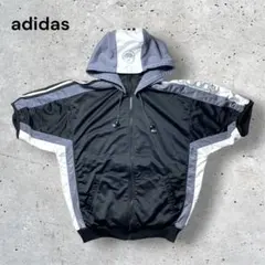 90sアディダス半袖トラックジャケットビッグシルエット切替スリーストライプス古着