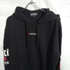 け316 ECKO UNLTD 袖 プリント スウェット パーカー 4L 黒