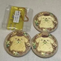 サンリオキャラクターズ　刺繍缶バッジ　ポムポムプリン3個　おまけつき