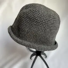 ニットハット　手編み風　ウール混