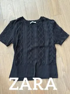ZARA 半袖 ニット ブラック tシャツ Mサイズのサムネイル