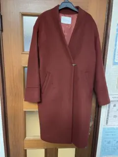 再値下げ！グリーンレーベルリラクシング美品！ノーカラー赤ジャケット ウール混合