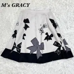 M'S GRACY エムズグレイシー フレアスカート リボン柄 38 B8751 - メルカリ