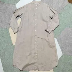無印良品　リネンバンドカラー シャツワンピース 麻100% Mサイズ