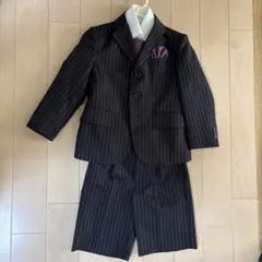 フォーマルスーツ 黒白ストライプ 110size