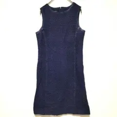 タルボット 総柄 刺繍 アイレットレース ノースリーブ ワンピース【S】紺
