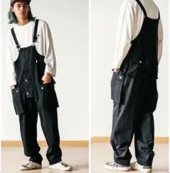 3L 黒 オーバーオール メンズ サロペット ロンパース 作業服 夏 a8のサムネイル