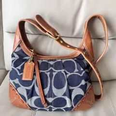 COACH コーチ トートバッグ デニム シグネチャー がま口 12747 - メルカリ