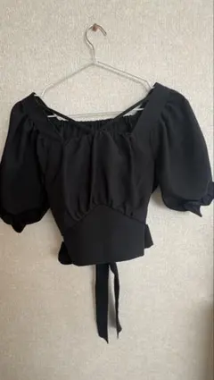 オフショルダー パフスリーブ ブラウス ブラックのサムネイル