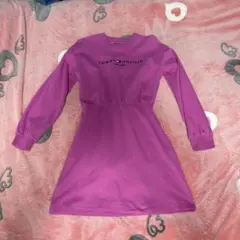 TOMMY HILFIGER パープル長袖ワンピース M（推定）