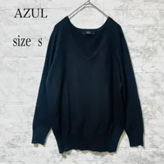 アズール AZUL/Vネックニットセーター 重ね着 長袖 黒 S 秋使用