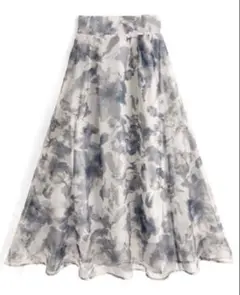 GRL　花柄オーガンジーフレアスカート[tu537] サイズL