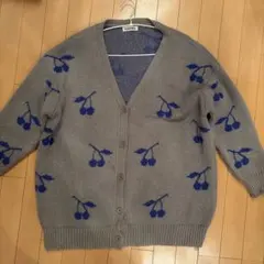 ニット　セーター　さくらんぼ　グレー