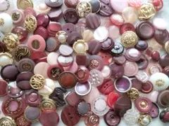 ボタンセットピンク②（アクセサリーパーツ/レトロボタン/アンティークボタン）