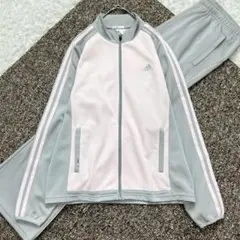 Y2K✨美品✨アディダス セットアップ ジャージ 刺繍ロゴ ピンク グレー L