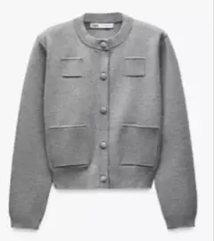 ⭐️試着のみ美品⭐️人気の完売品⭐️ZARAプレーンニットジャケット グレー