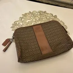 極美品　本革✖️キャンバスCOACH シグネチャー クラッチバッグ セカンドバッグ