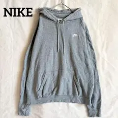 NIKE ナイキ グレー フード 刺繍ロゴパーカー S オーバーサイズ ゆったり