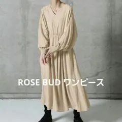 ROSE BUD アイボリー Vネックボリュームワンピース ローズバッド