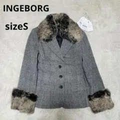 極美品✨INGEBORG★インゲボルグ ジャケット ウール ラビットファー 格子