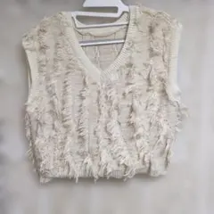 【新品タグ付】しまむら collin×Se-Simte フリンジニットベストL