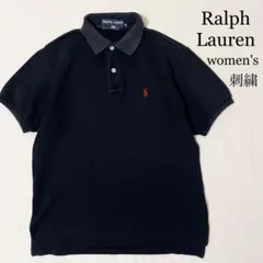 POLO SPORT ラルフローレン 刺繍ロゴ 鹿子 ポロシャツ ブラック