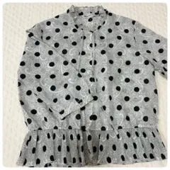 ◇1点物◇ヴィンテージ 7分袖ブラウス ペイズリー柄 ドット柄 レトロ古着 美品