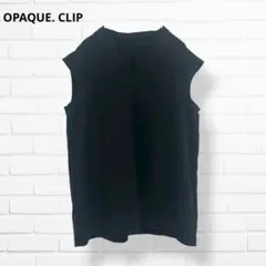 OPAQUE.CLIP TOKYO✨スキッパー ノースリーブ ブラウス【S】黒