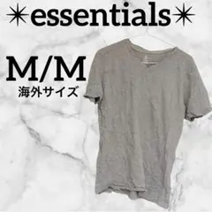 海外古着✨essentials【M/M】グレー Vネック Tシャツ 半袖