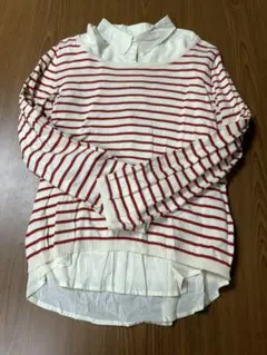 値下げしました！オフホワイトシャツ&ボーダーセーターのセット