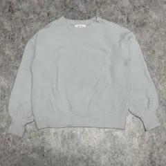 厚手 クルーネックニット セーター ライトブルー ドロップショルダー 水色