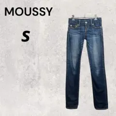 MOUSSY スキニーデニム S 濃紺 デニム 細身 Gパン 古着 ジーンズ 春