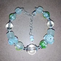 ハンドメイド　ブレスレット　薔薇　黄緑　緑系(他の商品と同封で100円)