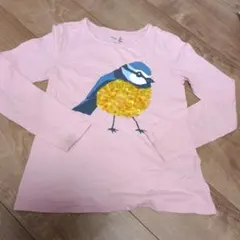 GapKids 長袖Tシャツ ピンク 鳥 スパンコール 130cmのサムネイル