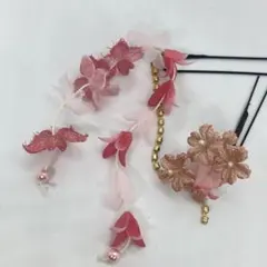 122307 成人式　お正月　卒業式　リボン　和装リボン　かんざし　花　髪飾り