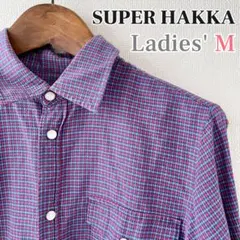SUPER HAKKA 長袖シャツ 紫 パープル チェック 日本製 匿名配送のサムネイル