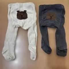babyGap ベビータイツ くま 2枚セット　グレー　ホワイト　0-12M