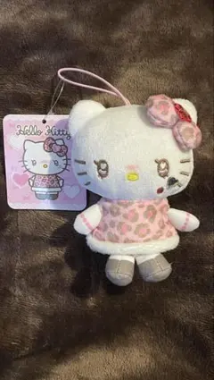 匿名発送 サンリオ ヒョウ柄 ギャルキティ マスコット ぬいぐるみチャーム 白色