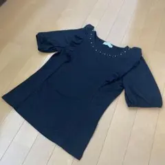 美品◆earth music&ecology◆ビジュー付き半袖カットソー