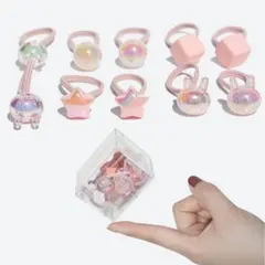【新品】ヘアゴム ピンク デザイン多彩 ウサギ 星