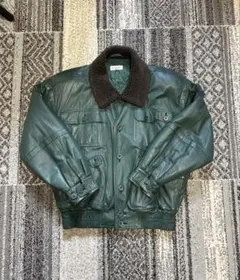 PIA SPORTS レザージャケット　フライトジャケット　グリーン　短丈　古着