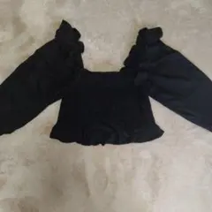 ZARA 黒 フリル袖 長袖トップス S