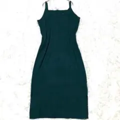 キャミワンピース リブニット ロング丈 伸縮性あり　スリット入り　シンプル　上品